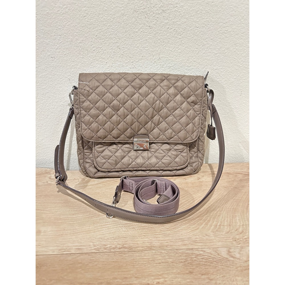 MZ Wallace Large Crosby Lock Quilted Nylon Crossbody Bag Morning Dove, $345